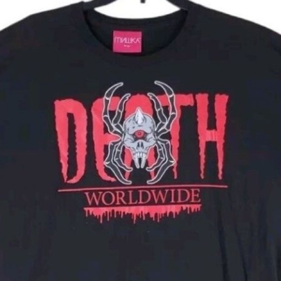 Mishka MNWKA Black T-Shirt Death Worldwide Spider Graphic Men L Japanese Brand - Picture 1 of 9